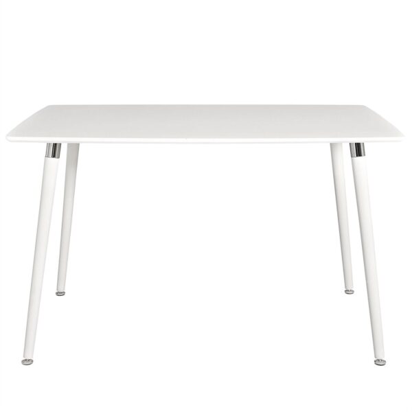 Modern Mid-Century Style Dining Table in White with Wood Legs - Image 2