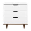 Modern Mid-Century Style 3-Drawer Dresser Chest in White Walnut Wood Finish - Image 2