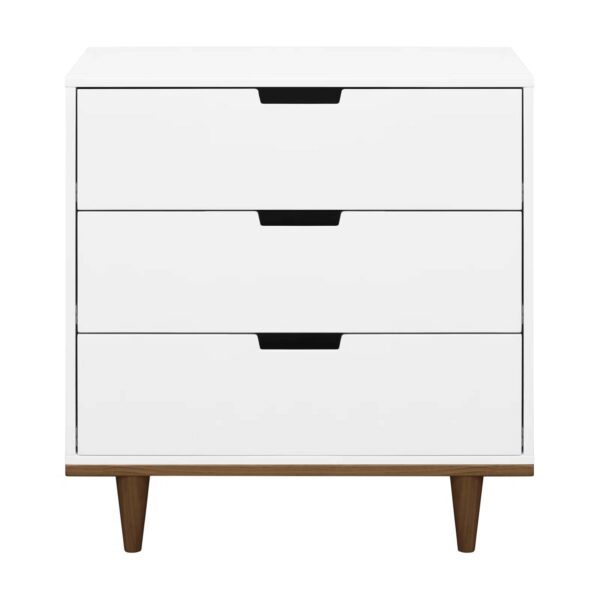 Modern Mid-Century Style 3-Drawer Dresser Chest in White Walnut Wood Finish - Image 2