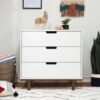 Modern Mid-Century Style 3-Drawer Dresser Chest in White Walnut Wood Finish - Image 3