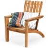 Indoor/Outdoor Acacia Wood Adirondack Lounge Armchair - Natural - Image 3