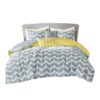 King / Cal King Reversible Comforter Set in Grey White Yellow Chevron Stripe - Image 2