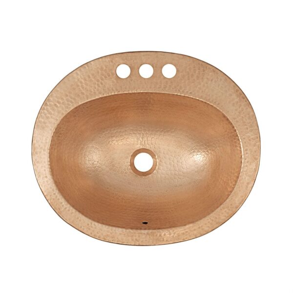 Oval 20 x 17 inch Drop-in Solid Copper Bathroom Sink - Image 2
