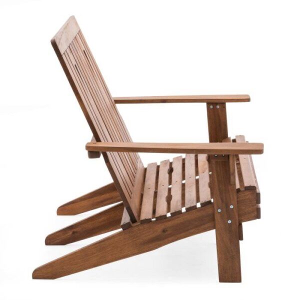 Outdoor 4-ft Adirondack Chair Loveseat Garden Bench in Natural Wood Finish - Image 3