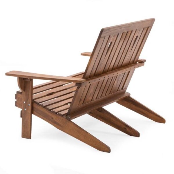 Outdoor 4-ft Adirondack Chair Loveseat Garden Bench in Natural Wood Finish - Image 4