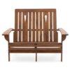 Outdoor 4-ft Adirondack Chair Loveseat Garden Bench in Natural Wood Finish - Image 5