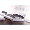 King size Modern White Faux Leather Platform Bed with Headboard - Image 3