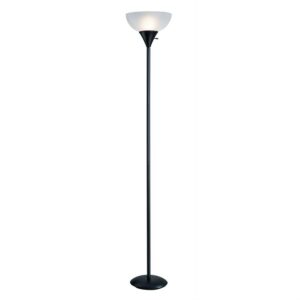 Black 70-inch 150-Watt Floor Lamp White Frosted Shade