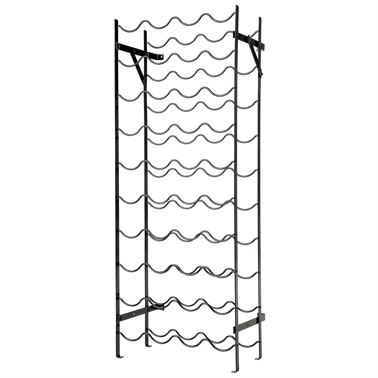 Black Metal 40-Bottle Wine Rack with Wall Anchors - Image 2