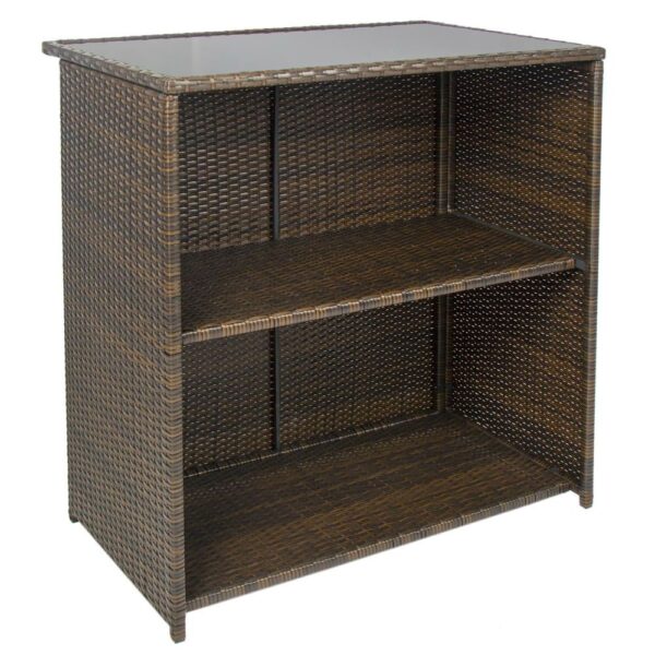 Outdoor 3-Piece PE Wicker Bar Set with Table and Stools - Image 2