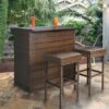 Outdoor 3-Piece PE Wicker Bar Set with Table and Stools - Image 4
