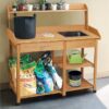 Outdoor Garden Wood Potting Bench Work Table with Sink in Light Wood Finish - Image 2