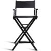 Outdoor Patio Folding Directors Chair with Foot Rest and Drink Holder in Black - Image 2