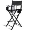 Outdoor Patio Folding Directors Chair with Foot Rest and Drink Holder in Black - Image 3
