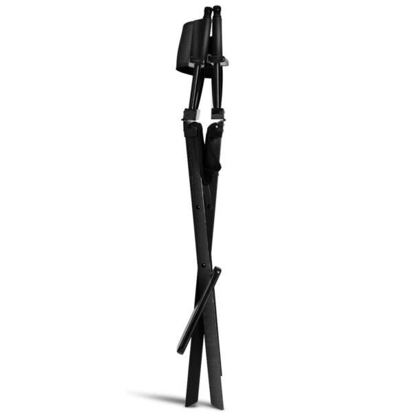 Outdoor Patio Folding Directors Chair with Foot Rest and Drink Holder in Black - Image 5