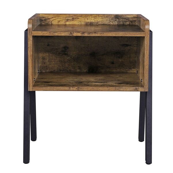 Modern Stacking Open Shelf Nightstand End Table in Medium Brown Wood Finish - Image 2