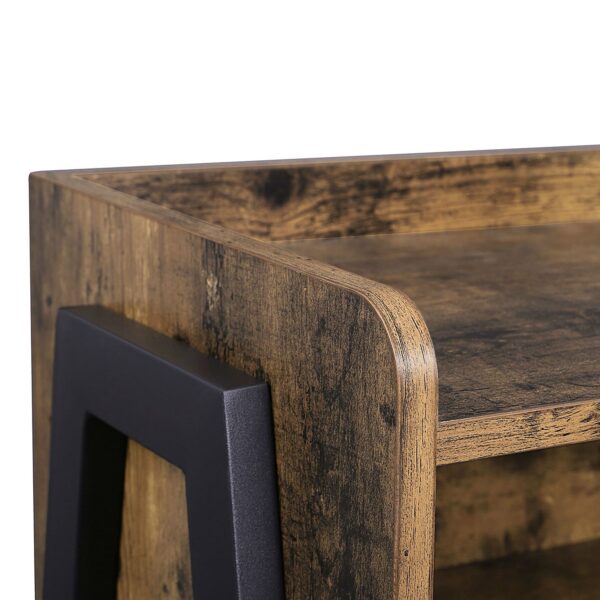 Modern Stacking Open Shelf Nightstand End Table in Medium Brown Wood Finish - Image 5