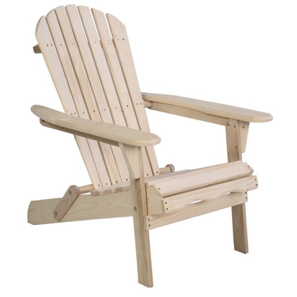 Unfinished Wood Folding Adirondack Chair Outdoor Garden Patio - Image 2