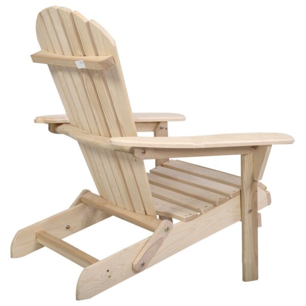Unfinished Wood Folding Adirondack Chair Outdoor Garden Patio - Image 3