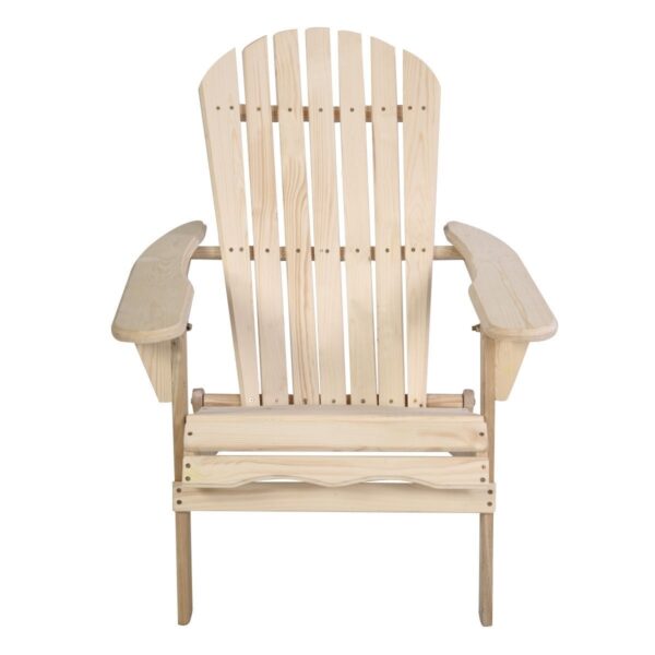 Unfinished Wood Folding Adirondack Chair Outdoor Garden Patio - Image 4