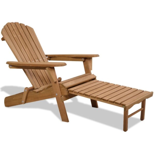 Folding Wood Adirondack Chair with Pull-Out Foot Rest Ottoman - Image 2