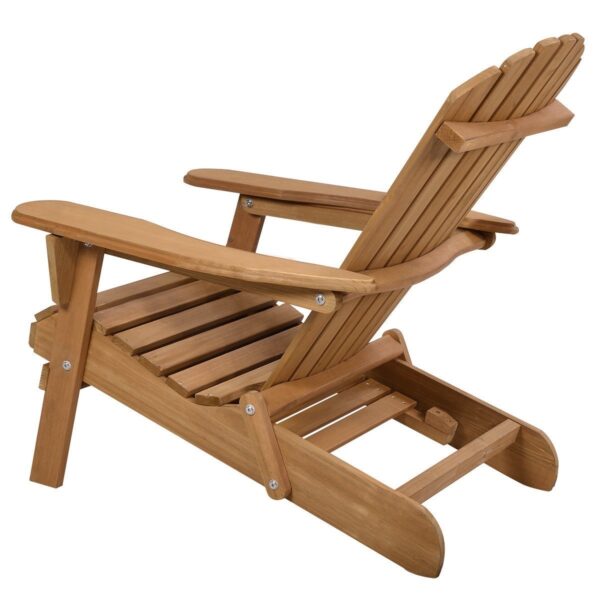 Folding Wood Adirondack Chair with Pull-Out Foot Rest Ottoman - Image 4