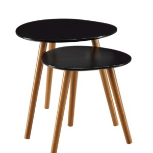 Set of 2 - Modern Mid-Century Style Nesting Tables End Table in Black