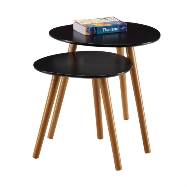 Set of 2 - Modern Mid-Century Style Nesting Tables End Table in Black - Image 2