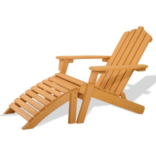 Folding Wooden Adirondack Chair with Foot Rest Ottoman - Image 2