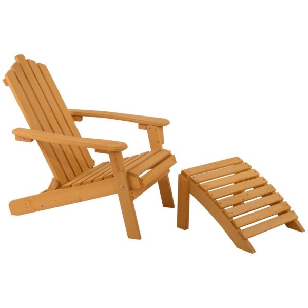 Folding Wooden Adirondack Chair with Foot Rest Ottoman - Image 3