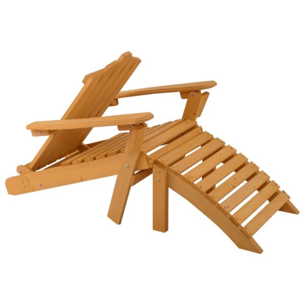 Folding Wooden Adirondack Chair with Foot Rest Ottoman - Image 4