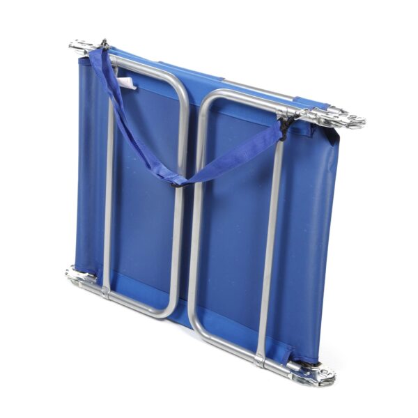 Blue Chaise Lounge Beach Chair with Rustproof Steel Frame - Image 2
