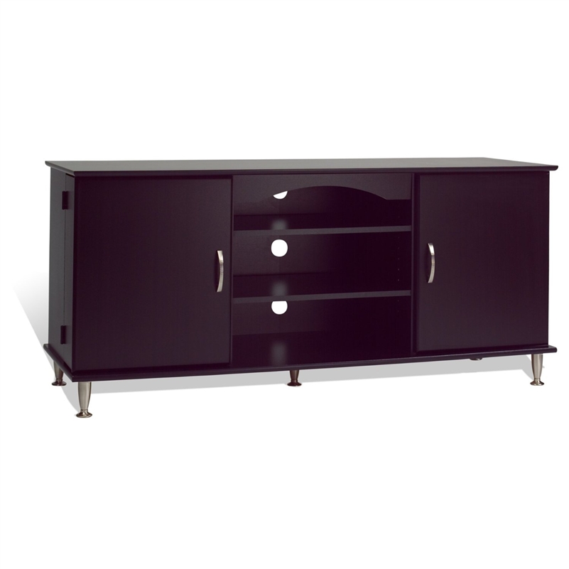 60-inch Plasma TV Stand with Media Storage in Black Finish - Image 3