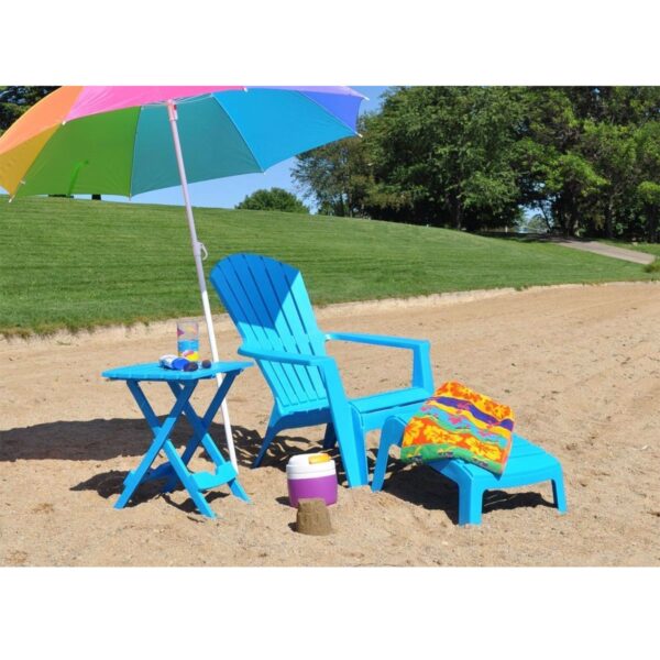 Pool Blue Folding Side Table in Durable Patio Furniture Plastic Resin - Image 2