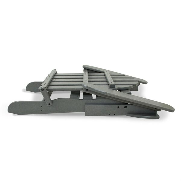 Outdoor All-Weather Folding Adirondack Chair in Gray Wood Finish - Made in USA - Image 3
