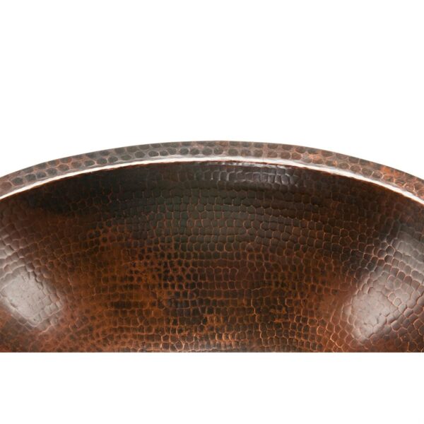 Oval Hammered Copper Bathroom Vessel Sink 17 x 12 inch - Image 3