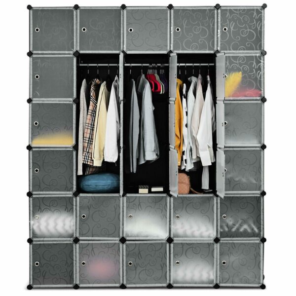 30 Cube Black Portable Closet Wardrobe Shelving Cabinet Unit - Image 2
