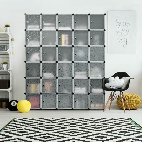 30 Cube Black Portable Closet Wardrobe Shelving Cabinet Unit - Image 3