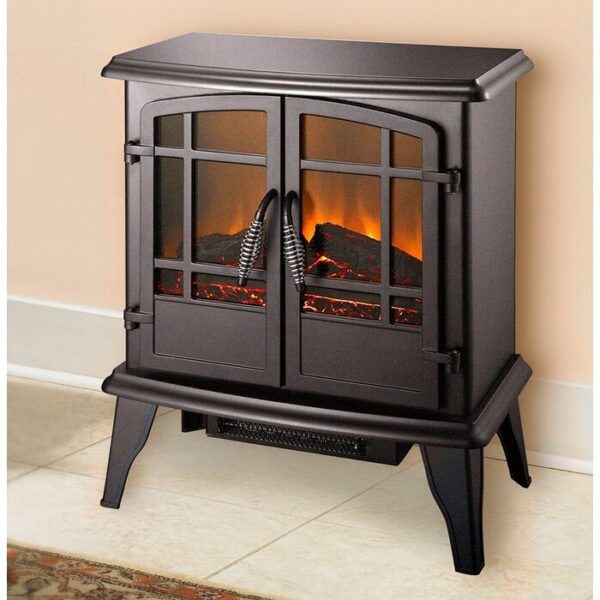 Black Adjustable Thermostat Plug In Electric Fireplace Heater Stove - Image 2