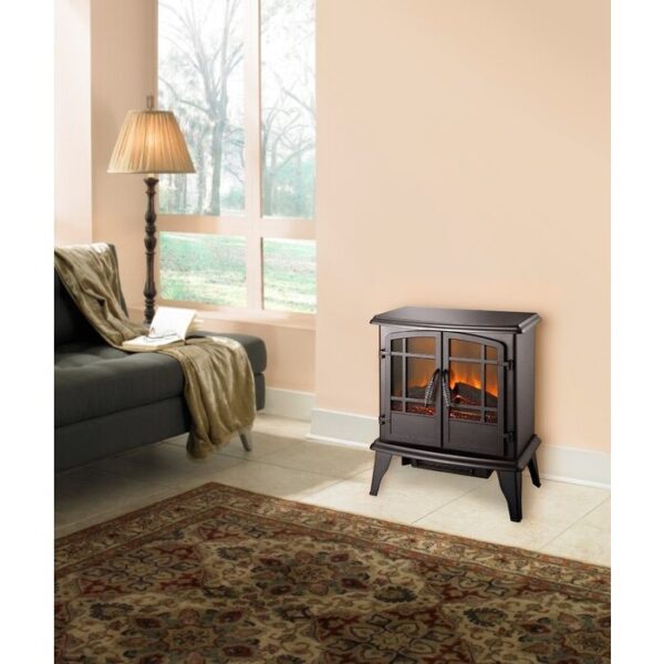 Black Adjustable Thermostat Plug In Electric Fireplace Heater Stove - Image 3