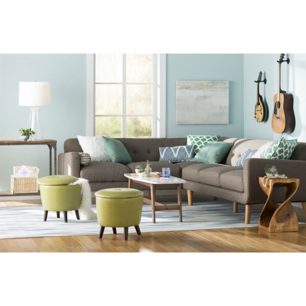 Modern Wood Coffee Table with Faux Marble Top - Image 3