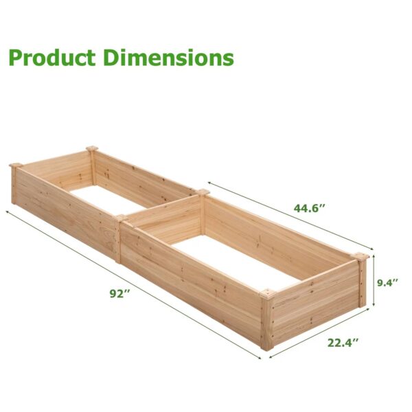 Outdoor Solid Wood Raised Garden Bed Planter 92 x 22 x 9 inches High - Image 3
