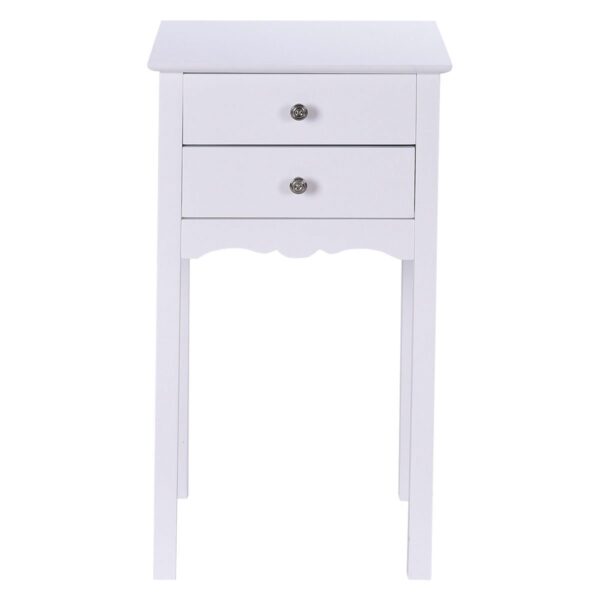Elegant 2-Drawer End Table Nightstand Side Table in White Wood Finish - Image 2