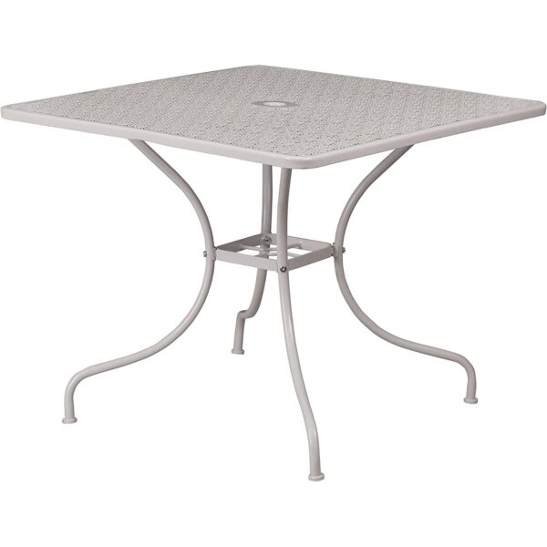 3-Piece Grey Steel Metal Outdoor Patio Furniture Set with 2 Chairs and 1 Table - Image 4