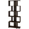 Modern Zig-Zag Bookcase with 5-Shelves in Dark Brown Finish - Image 3