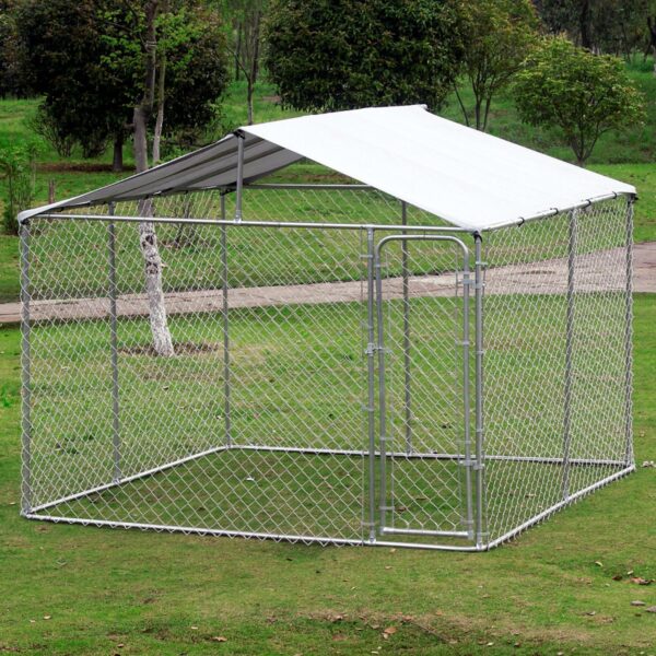 10ft x 10ft x 6ft Large Chain Link Outdoor Dog Play Pen House with Cover - Image 2
