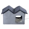 Heated Water-proof Double Wide Outdoor Cat Dog House Foldable Grey - Image 2