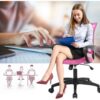 Pink Modern Mid-Back Ergonomic Mesh Office Desk Chair with Armrest on Wheels - Image 3