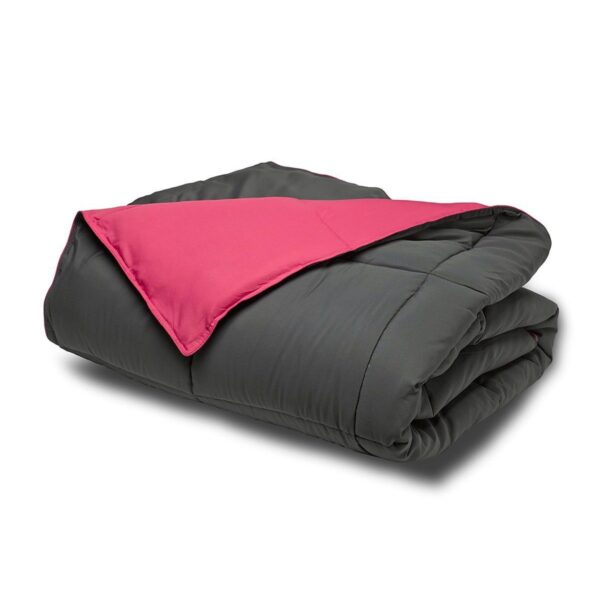 Twin/Twin XL size 2-Piece Grey Pink Microfiber Comforter Set with 1 Sham - Image 2