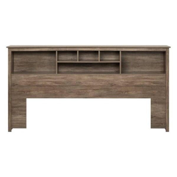 King size Bookcase Headboard in Drifted Gray Wood Finish - Image 2